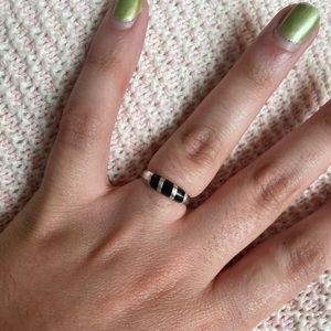 Sterling Silver Genuine Black Jet Gemstone Ring
